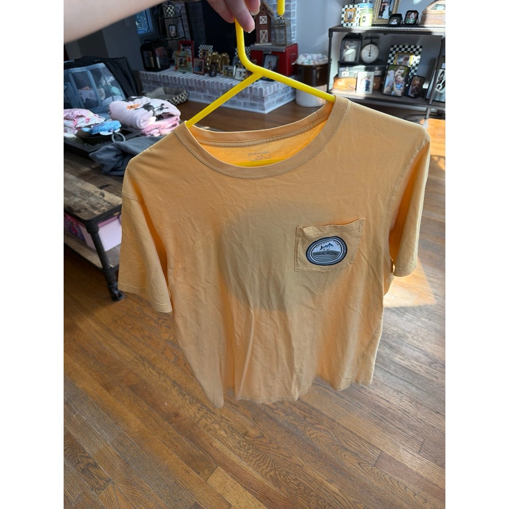 Southern Tide The Skipjack Logo Yellow Pocket T Shirt Men's Medium
